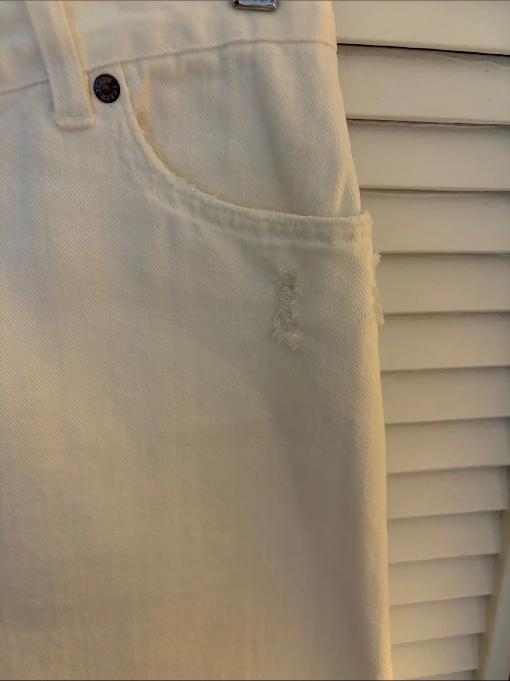 J. Crew White Denim Mini Skirt with Frayed Hem